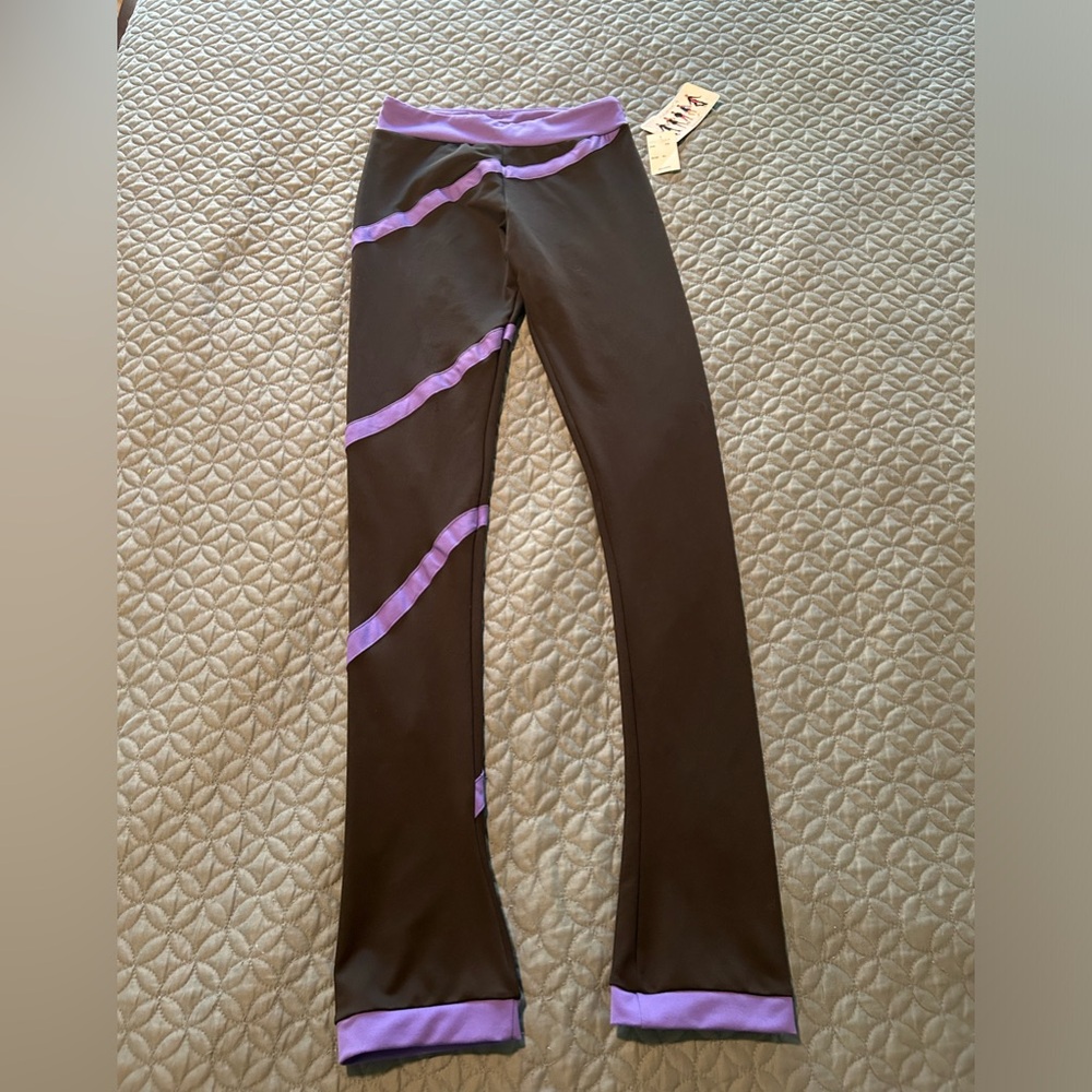 ChloeNoel black Figure skating pants purple stripe adult large